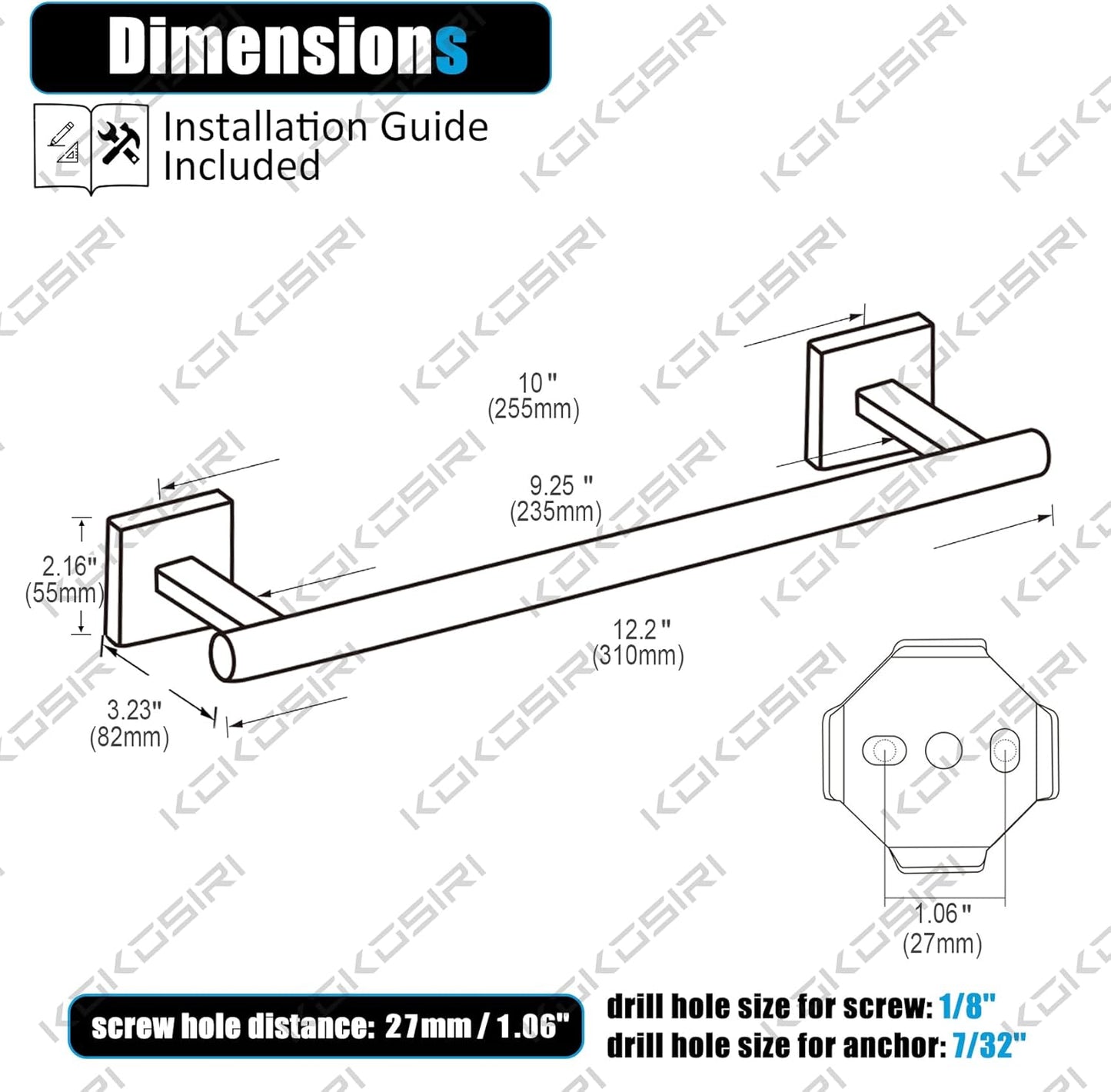 KOKOSIRI Hand Towel Bar Bathroom Towel Holder for Bath Kitchen Cabinet Towel Ring 12 Inch Brushed Gold Stainless Steel B4005BG-L12