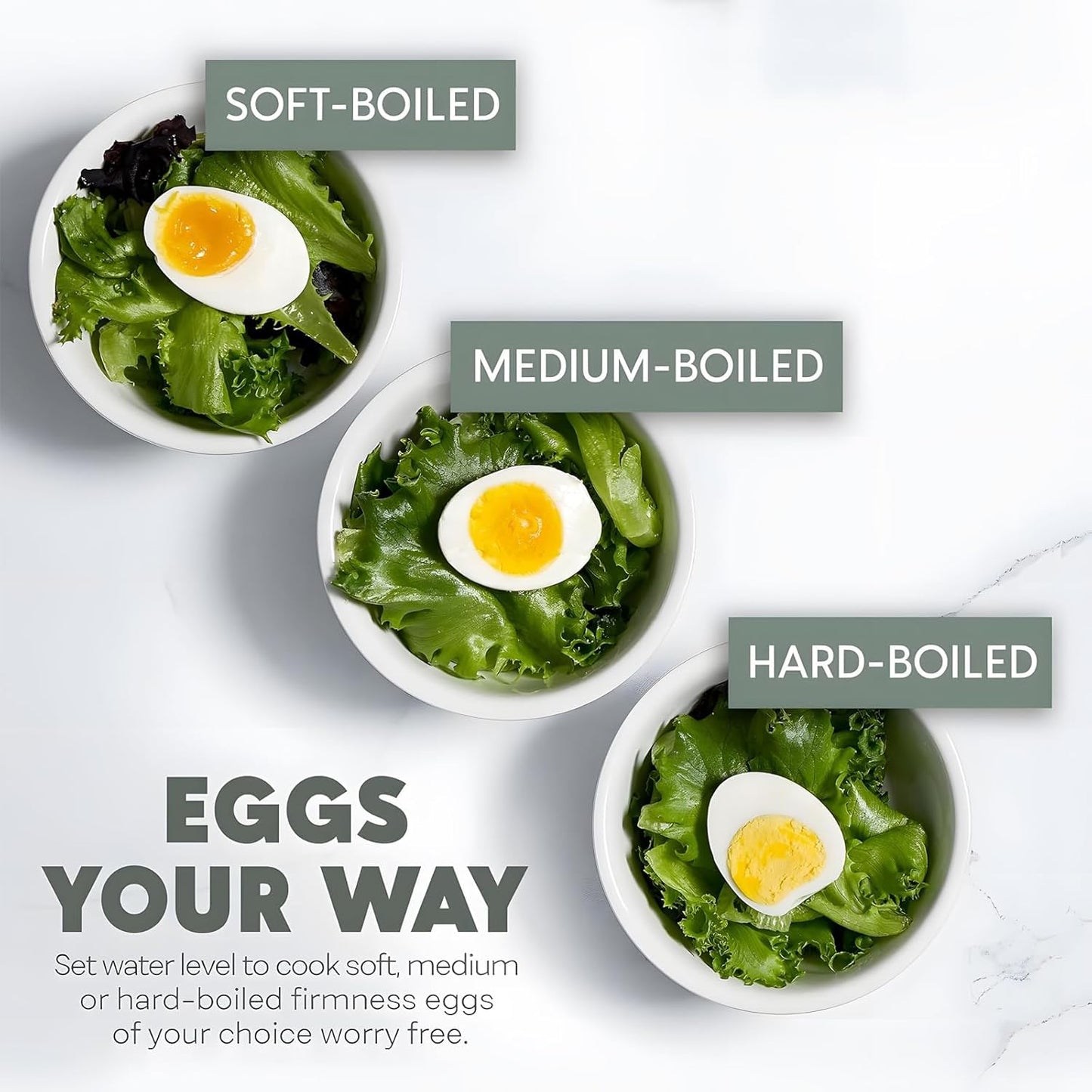 Sunny Side Master Egg Cooker, 2025 New Rapid Egg Cooker 6 Egg Capacity, Soft, Medium, Hard Boiled, Poacher, Stainless Steel Electric Eggs Cooker With Auto Shut-Off, BPA Free (2PCS)