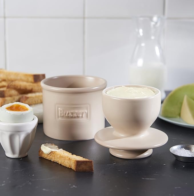 Butter Bell - The Original Butter Bell crock by L Tremain, a Countertop French Ceramic Butter Dish Keeper for Spreadable Butter, Café Matte Collection, Beige