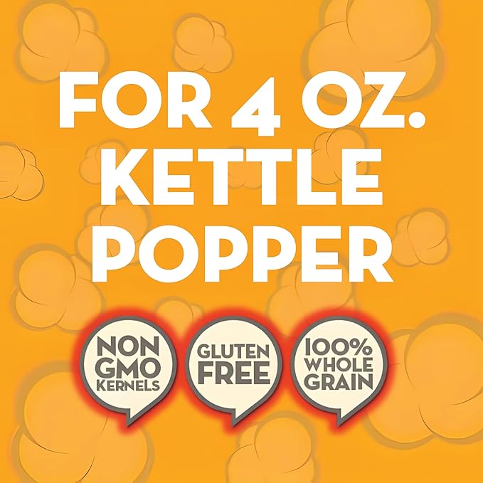 JOLLY TIME All in One Popcorn Kit, Portion Packets with Kernels, Oil and Salt for Movie Theater or Air Popper Machines (24 pack, 4oz Kettle)