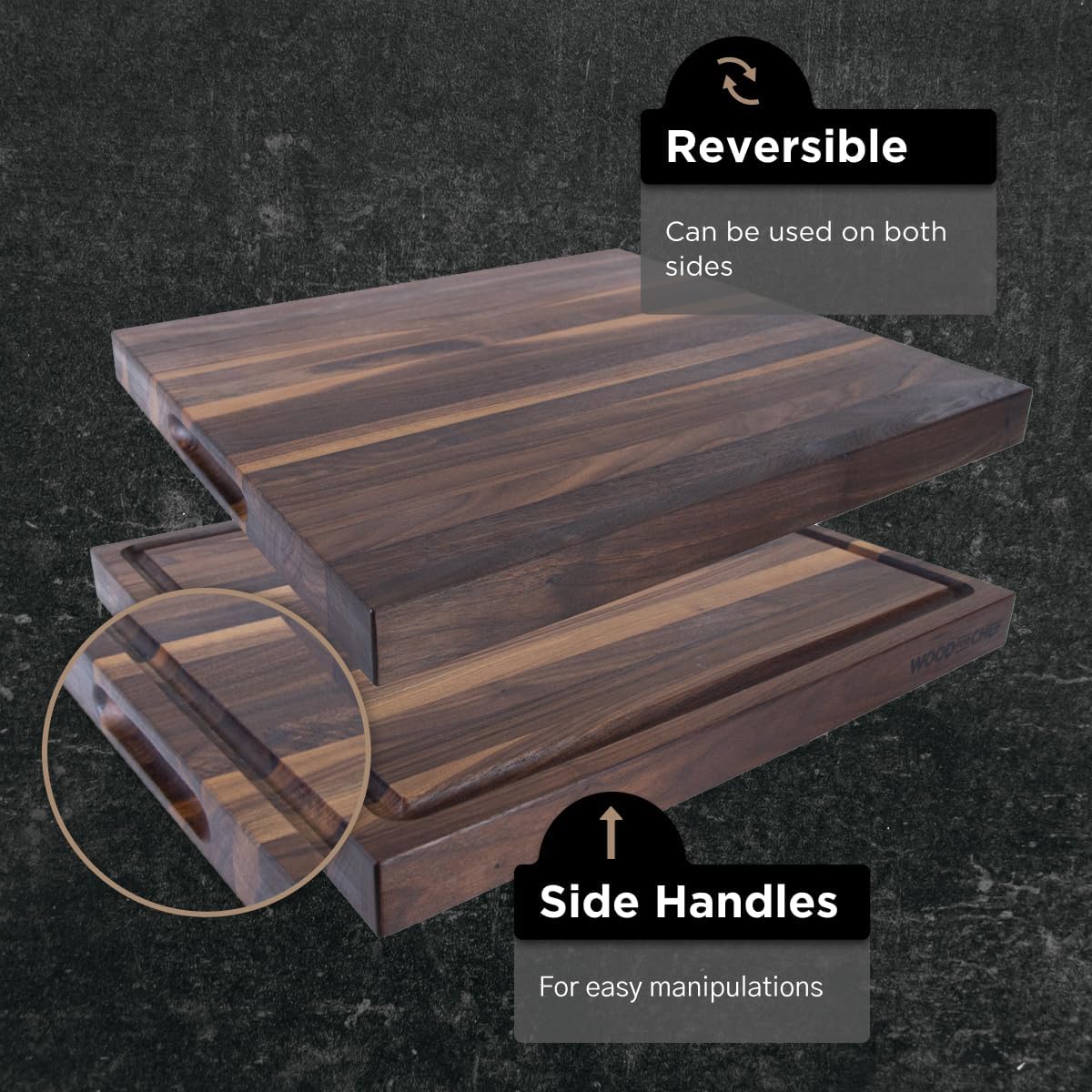 Extra Large XL Cutting Board from American Walnut - Heavy Reversible Butcher Block with Juice Groove for Cutting Meat and Juicy Veggies Easily - Walnut Chopping Board - 24x18x1.5"