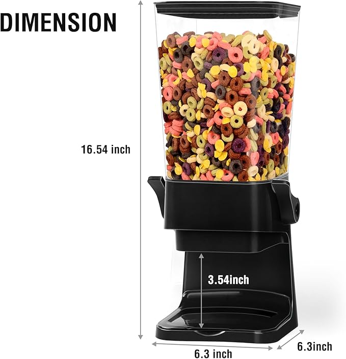 Cereal Dispenser Countertop 2pcs,5.5L Cereal Containers Storage Dispenser for Pantry,Dry Food Storage Rice Containers,Candy Dispenser,Snack Organizer Machine for Grains, Nuts,Oatmeal, Pet Food Black