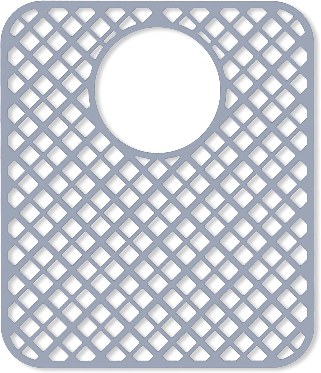2 Pack Silicone Sink Protectors for Kitchen Sink, Lozenge Pattern 13 x 11 Inches Sink Mat, Non-Slip and Durable Sink Protector Silicone, Rear Drain, Gray