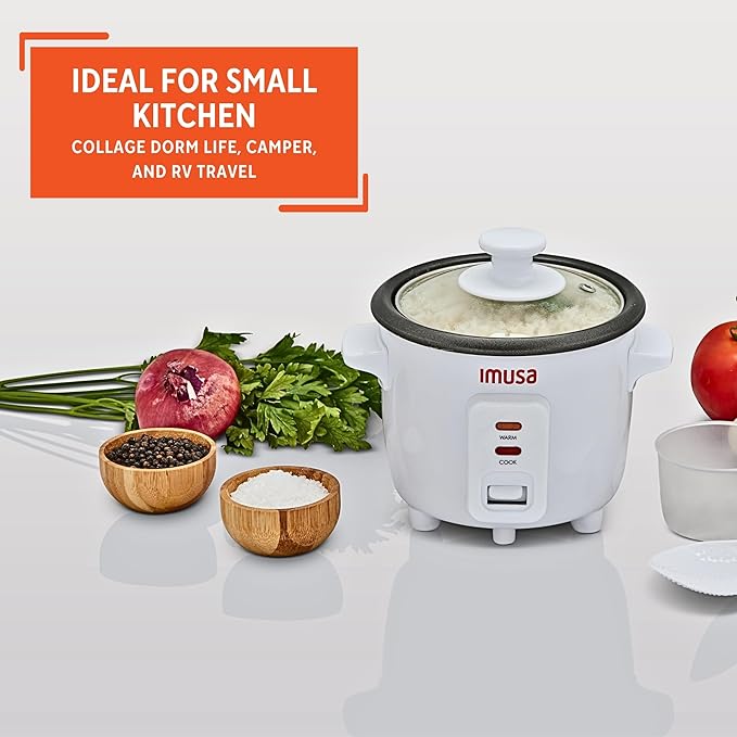 IMUSA 1.5cup Electric Ceramic Rice Cooker, White