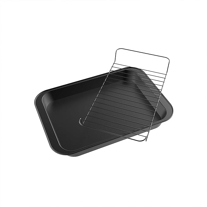 Roasting Pan with Rack-Nonstick Oven Roaster with Removable Grid to Drain Fat and Grease-Healthier Cooking with Kitchen Bakeware by Classic Cuisine