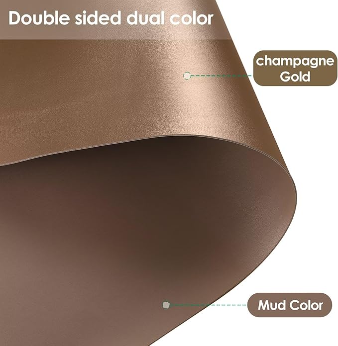 Leather Table Cover,1.8mm Thick,30x48 Inch Table Protector,Table Pads for Dining Room Table Rectangular,Table Cover Protector.(Mud Color+Champagne Gold,30x48)