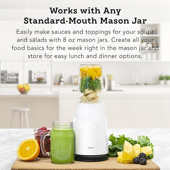 Tribest PB-410WH-A Personal Blender II, Small Blender for Shakes and Smoothies with Portable Blender Cups, White