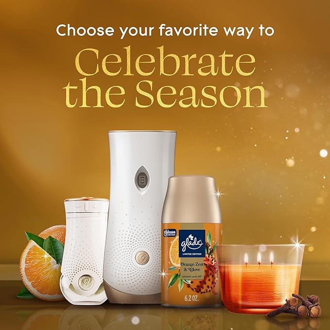 Glade 3-Wick Scented Candle Jar, Orange Zest & Clove, Air Freshener Infused with Essential Oils, 6.8 Oz, 3 Count