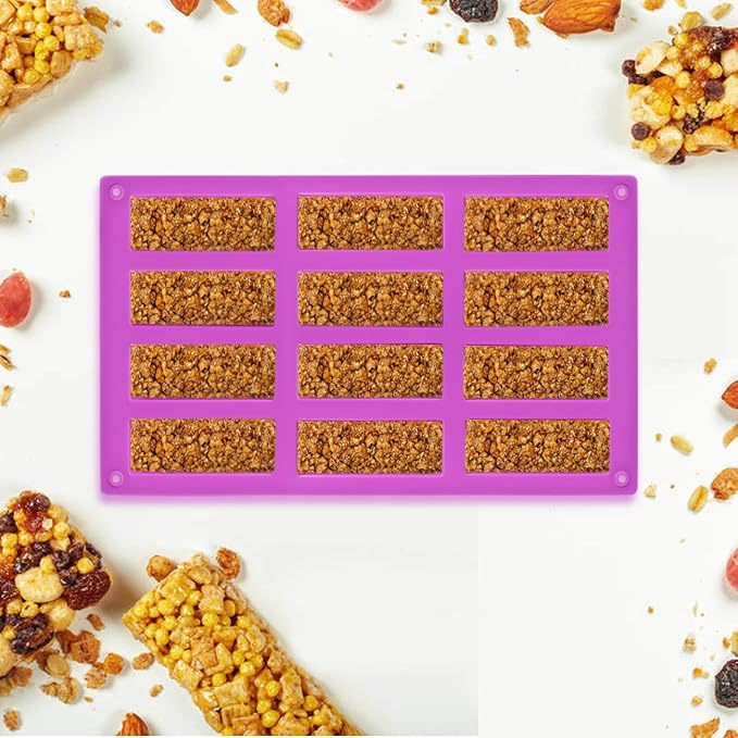 Palksky (2 Pack 12 Cavity Medium Narrow Silicone Rectangle Molds/Molds/Protein Bars mold/Energy Bars Maker for Caramel Bread Loaf Muffin Brownie Cornbread Cheesecake Pudding Soap Butter Mould