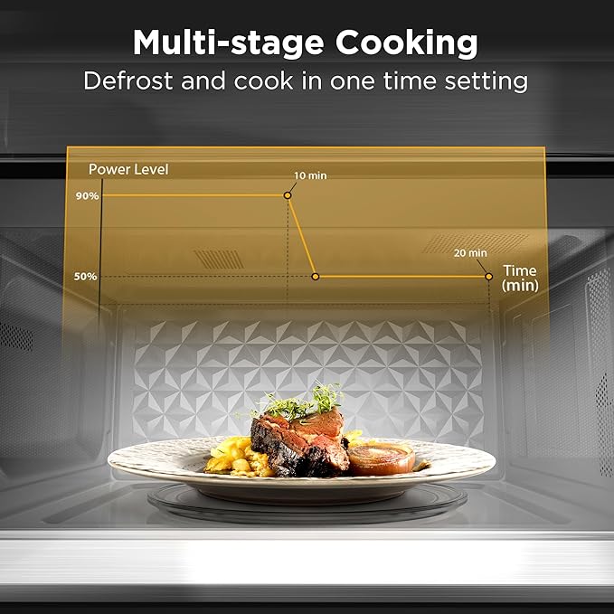 BLACK+DECKER Over the Range Microwave Oven with Vent and One-Touch Auto Cooking, 1.7 cu. ft. OTR Over Stove Microwave, Stainless Steel, 1000 Watts, EM044K6CE-SS