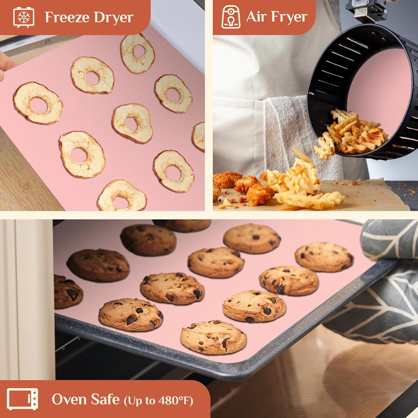 Silicone Baking Mat, 12 IN x 6 FT Free Cutting Baking Sheet, Non-Stick Reusable Dough & Pastry Mat, Non-Slip Silicone Mat Roll for Air Fryer Liner, Freeze Dryer, Oven Baking Pan, Kitchen Counter