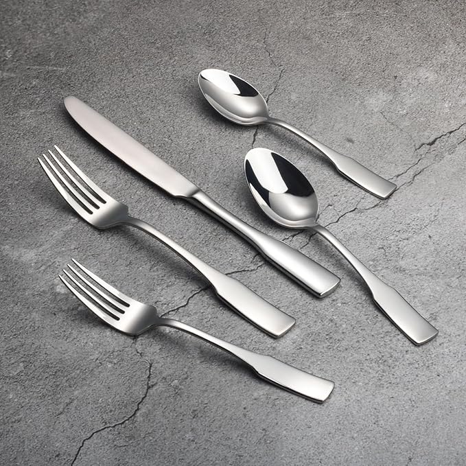Alata Kate 40-Piece Silverware Set,Service for 8,Stainless Steel Flatware Set,Mirror Polished Cutlery Set,Dishwasher Safe