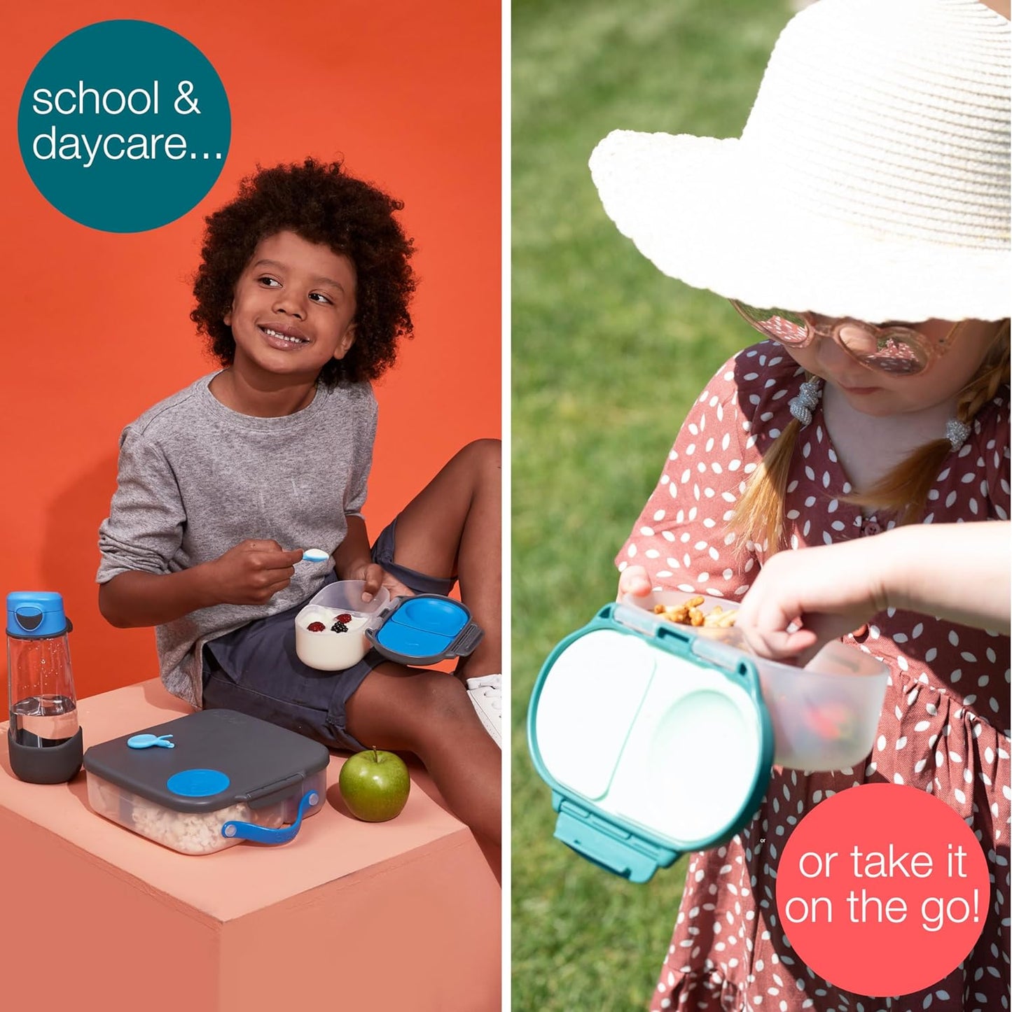 b.box Snack Box (2-pack) Reusable Snack Containers with Lids – Bento Box for Kids & Toddlers, Leakproof Lunch Box, BPA-Free and Dishwasher Safe Snack Container (S'shake + Indigo Rose, 1 3/4 Cup)