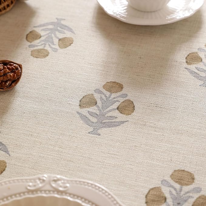 patdrea Designer Beige Tablecloth for Rectangle Table,Elegant Linen Floral Pattern French Table Cloth,Decor Cover Cloth for Kitchen Dining Christmas,Thanksgiving,Party,55"x79"-Istana a