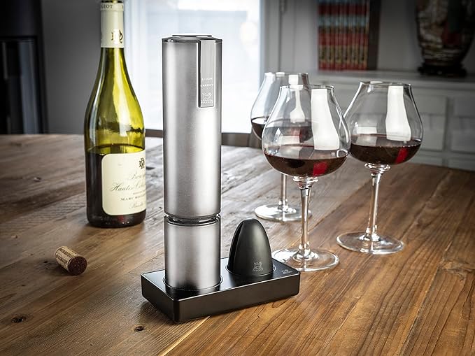 Peugeot Elis Touch Rechargeable Electric Corkscrew With Foil Cutter, Stainless Steel