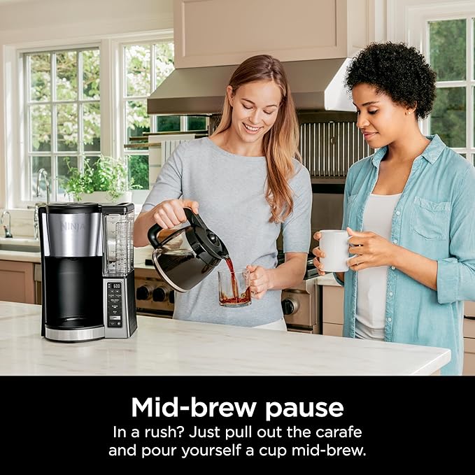 Ninja 12-Cup Programmable Coffee Brewer, 2 Brew Styles, Adjustable Warm Plate, 60oz Water Reservoir, Delay Brew - Black/Stainless Steel