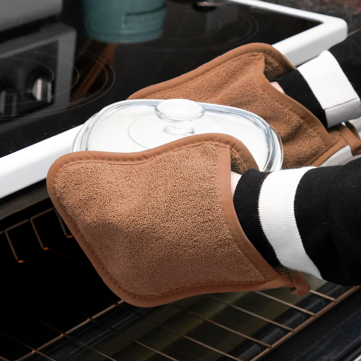RITZ Terry Pocket Mitt & Hot Pad: Unparalleled Heat Resistant, Durable 100% Cotton,Ergonomically Designed for Optimal Grip, Easy-Care Machine Washable 4-Pack, Copper
