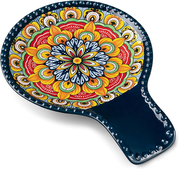 vancasso Ceramic Spoon Rest for Stove Top, 7.7 Inch Cooking Spoon Holder for Kitchen Counter Decor, Spoon Holder for Coffee Spoon Rest, Spoon Cradle, Spatula, Spoons or Tongs, Decorations, Blue