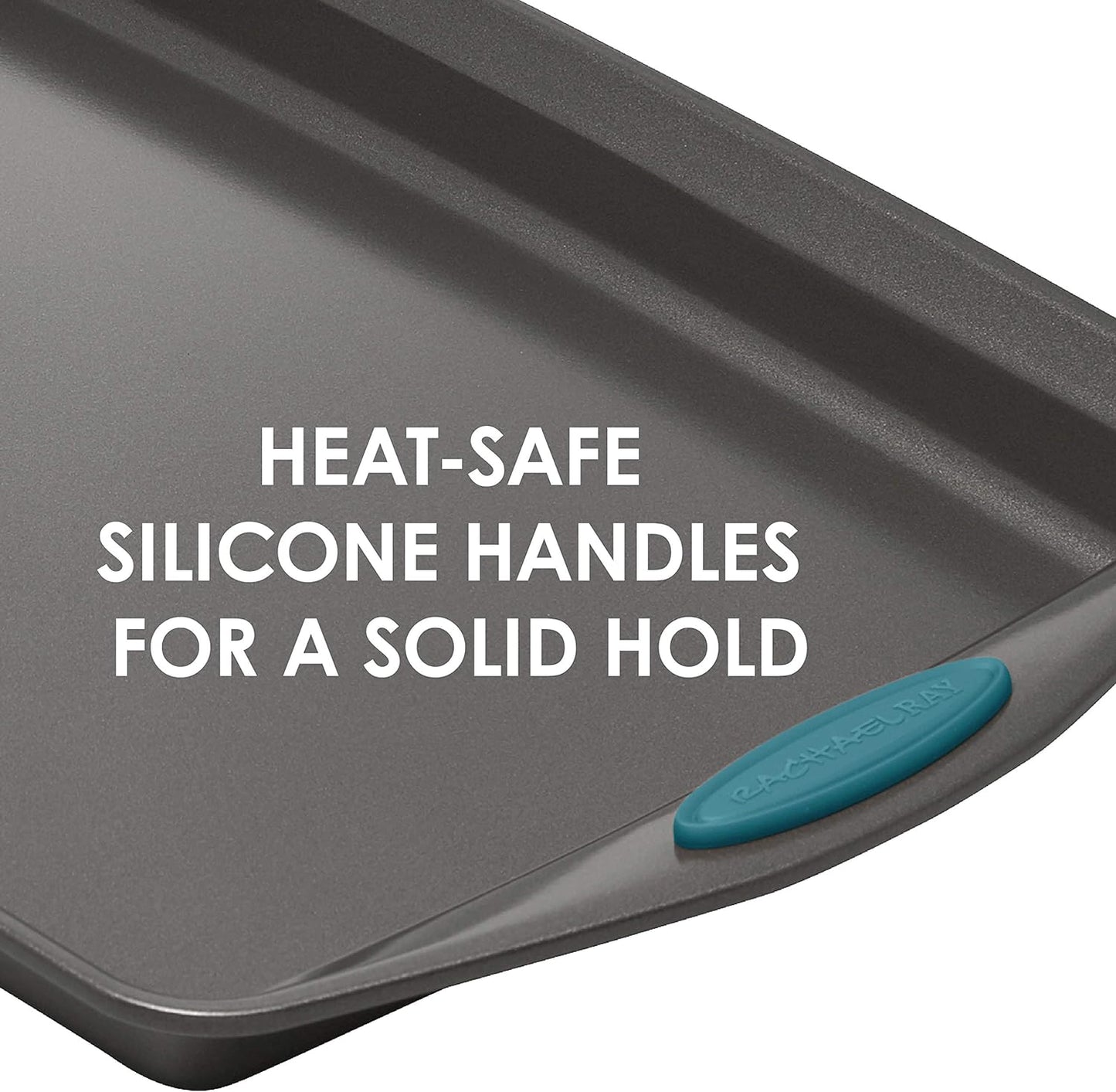 Rachael Ray Yum -o! Nonstick Bakeware Baking Pan With Grips / Nonstick Cake Pan With Grips, Rectangle - 9 Inch x 13 Inch, Gray