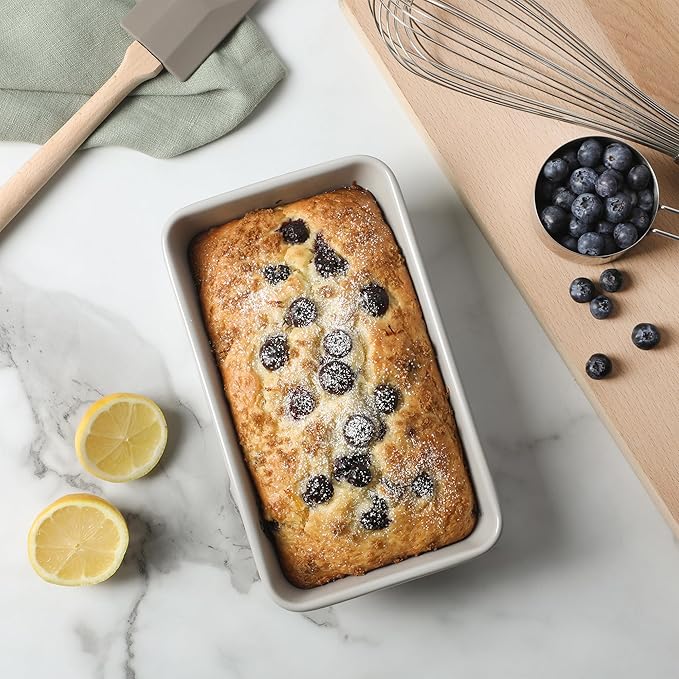 Martha Stewart Carbon Steel Nonstick 9 Inch Loaf Pan | Cool Gray | Deep Shape | Warp-Resistant | Pack of 6