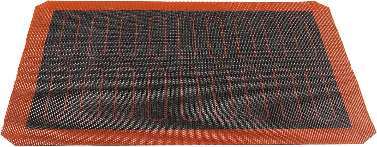2 PCS Perforated Silicone Baking Mat, Macaron Baking Sheet, Reusable & Non-stick Bakeware Mats for Cookies, Macarons, Bread and Pastry，16.5""x11.6"" (Type 2-2pcs), Red