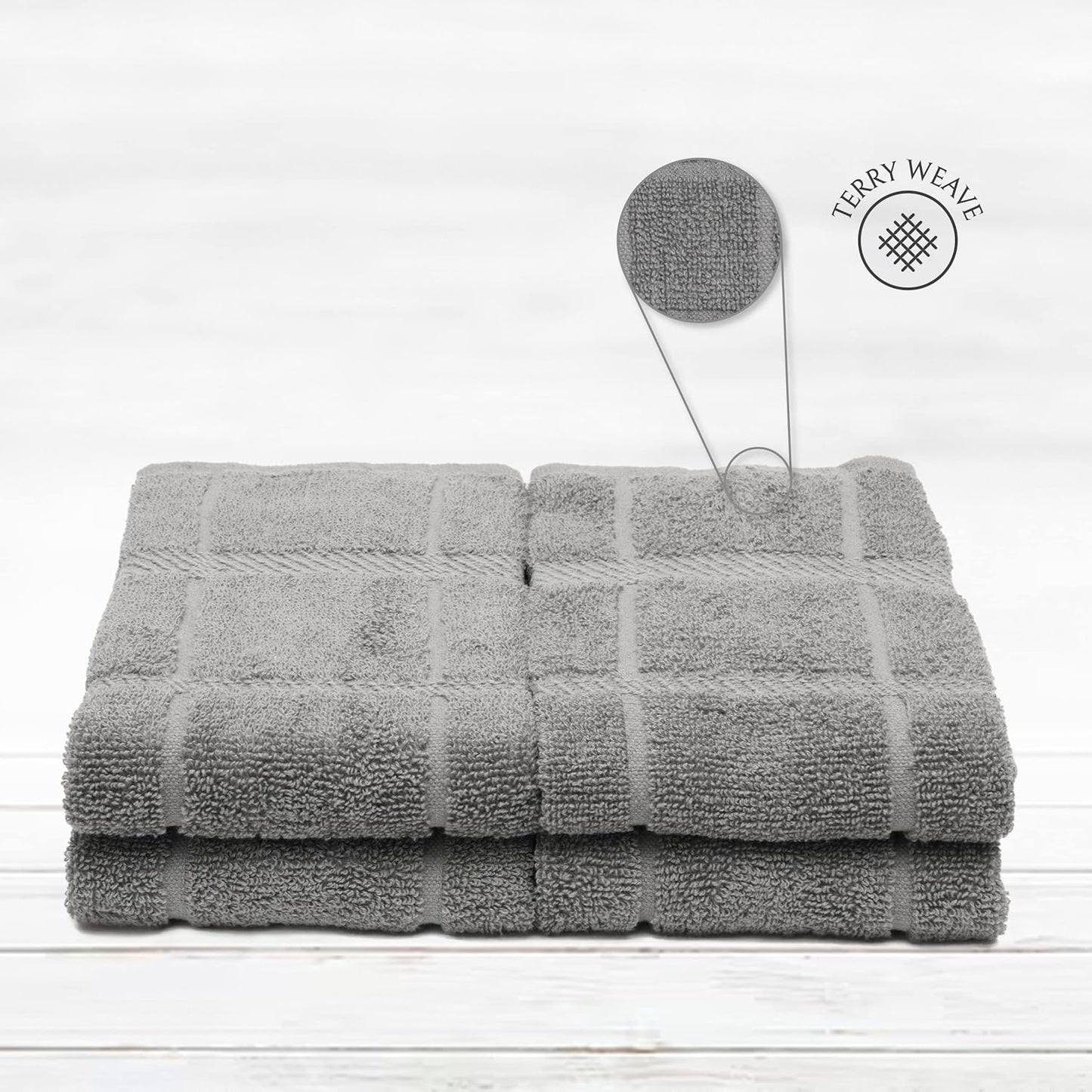 100% Cotton Terry Dish Towels, 4 Pack Plain, 16 x26 Inches, Super Soft and Absorbent Kitchen Towels, Perfect for Kitchen Cleaning and Dish Washing | Light Gray