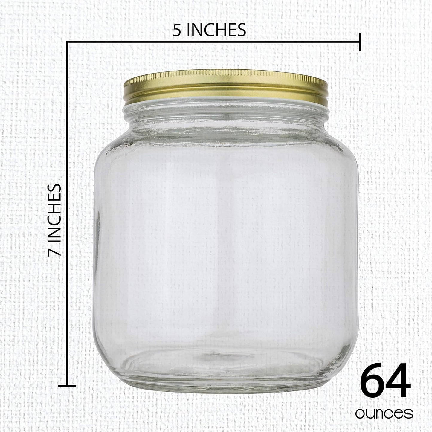 kitchentoolz 6 Pack of Glass Mason Jar Half Gallon Wide Mouth with Airtight Metal Lid - Safe for Fermenting Kombucha Kefir, Pickling, Storing and Canning Made in USA