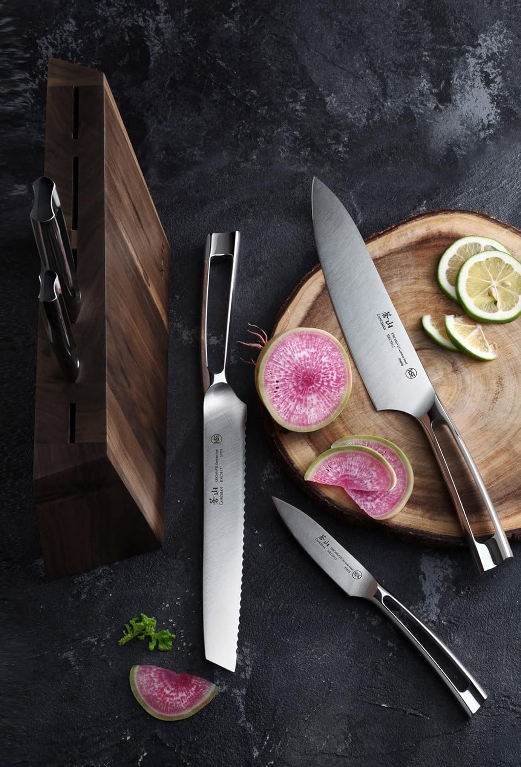 Cangshan N1 Series 6-Piece German Steel Forged Knife Block Set, Walnut Block
