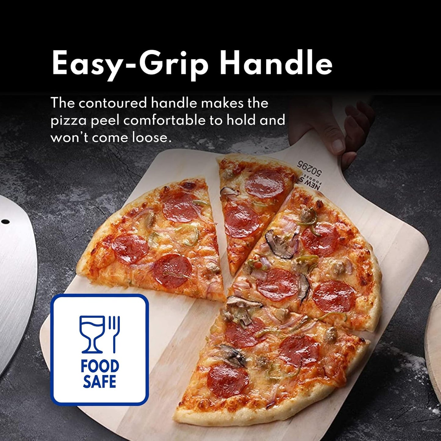 New Star Foodservice 50240 Restaurant-Grade Wooden Pizza Peel, 14" L x 12" W Plate, with 28" L Wooden Handle, 42" Overall Length