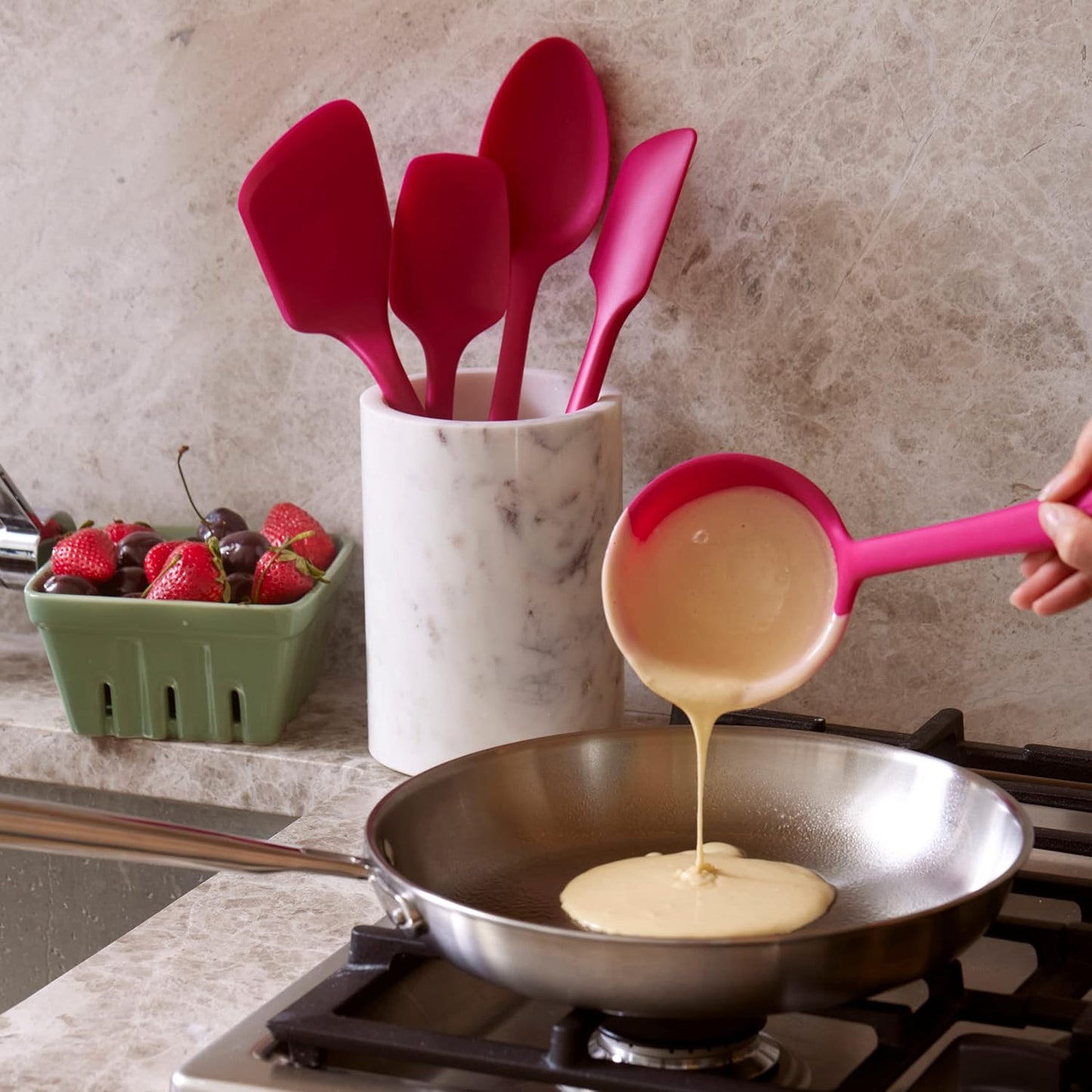 GIR: Get It Right Premium Silicone Ladle Serving Spoon - Non-stick Heat Resistant Seamless Kitchen Ladle for Soups, Stews, Dressings, and More - Ultimate, Red (Pack of 2)