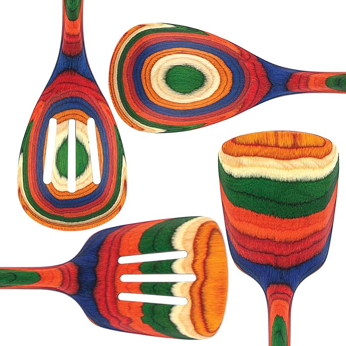 Totally Bamboo Baltique Marrakesh Collection 4 Piece Cooking Utensil Set, Safe for Nonstick