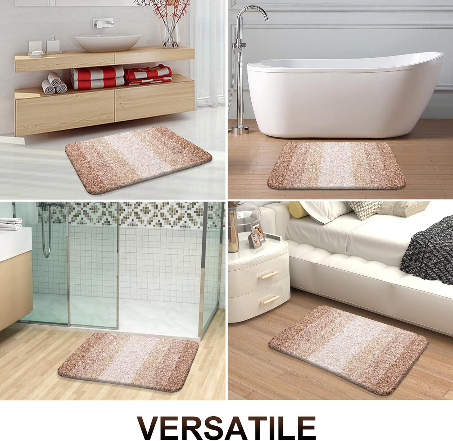 OLANLY Bathroom Runner Rugs 54x24, Extra Soft Absorbent Microfiber Bath Rugs, Rubber Backing, Quick Dry, Machine Washable Bath Mats for Bathroom Floor, Tub and Shower, Home Decor Accessories, Beige