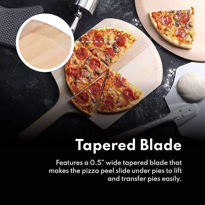 New Star Foodservice 50233 Restaurant-Grade Wooden Pizza Peel, 14" L x 12" W Plate, with 22" L Wooden Handle, 36" Overall Length