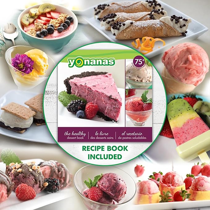 Yonanas 988BK Deluxe Vegan, Dairy-Free Frozen Fruit Soft Serve Maker, Includes 75 Recipes, 200 W, Black