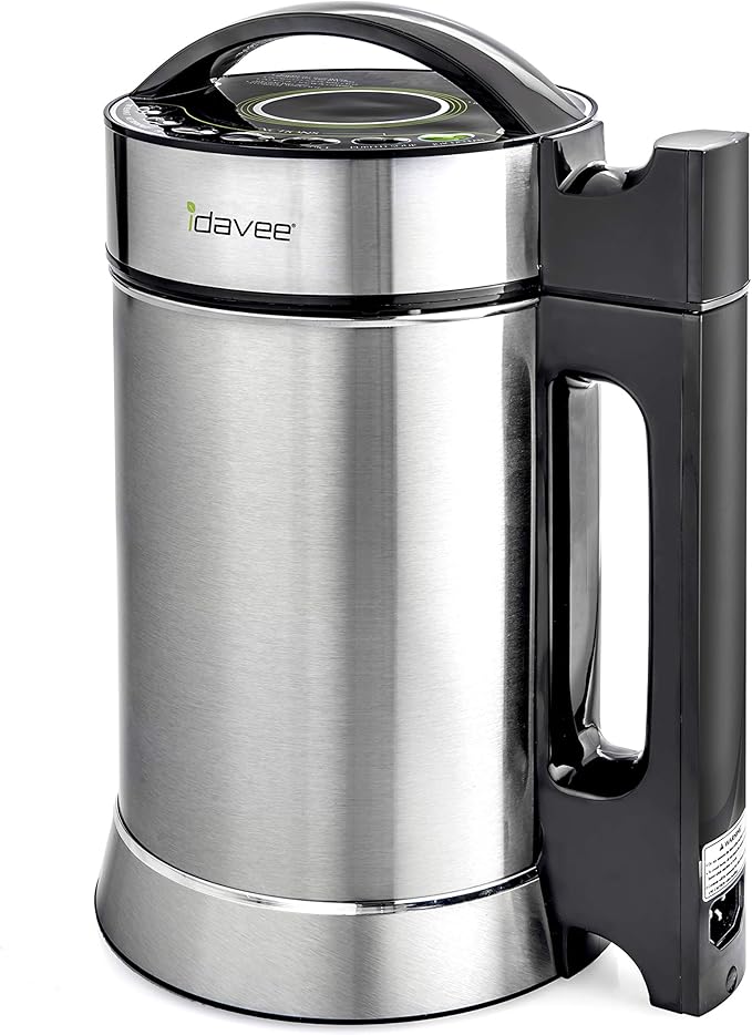 Brand - IAE15-1.9 Liter Automatic Hot Soy Milk (Almond, Rice, Quinoa Milk) Soup, Porridge & Cold Juice Maker - 2 Layer Stainless Steel - Recipe Booklet