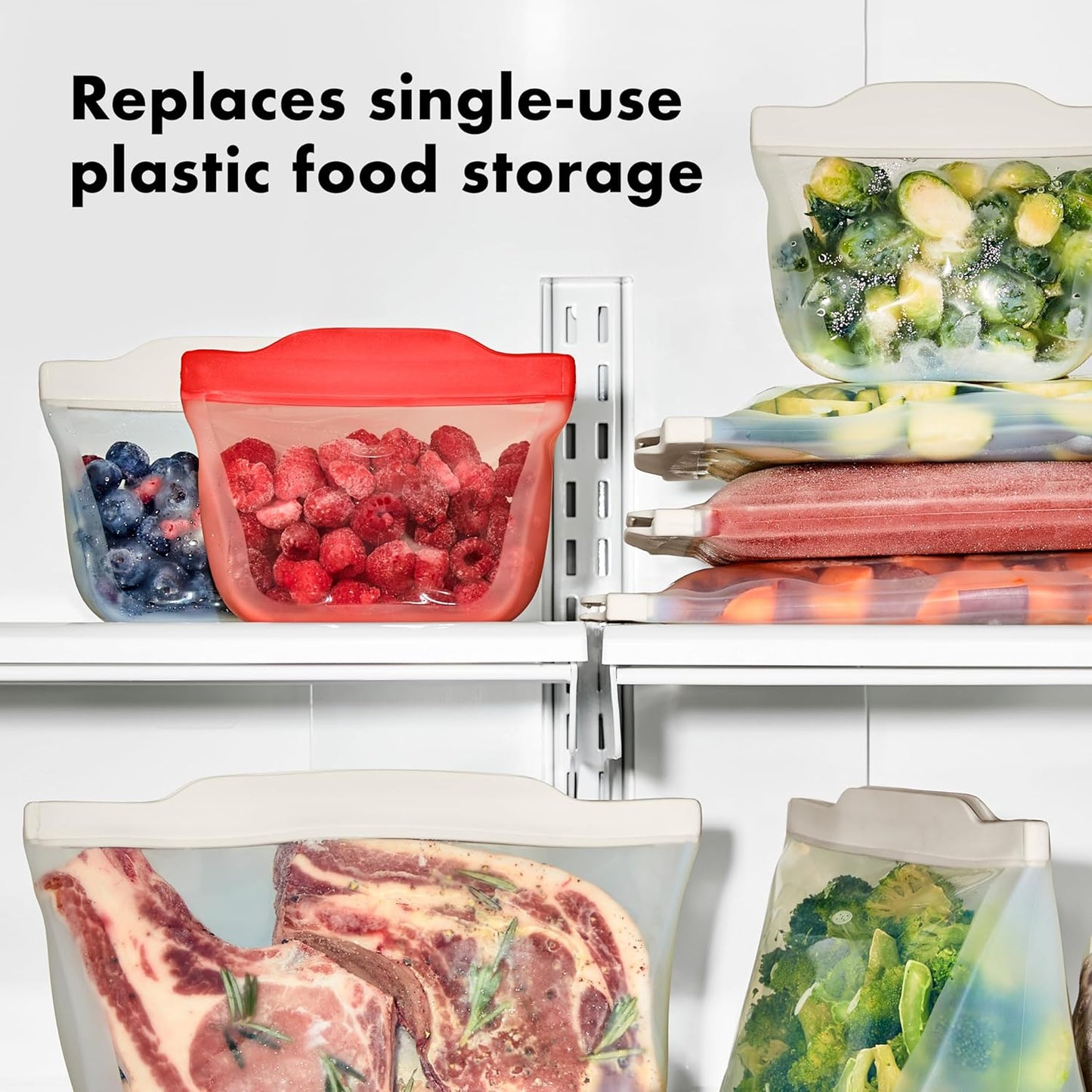 OXO Good Grips Silicone Reusable Bag – Stand-Up Quart (32 oz) - Lagoon