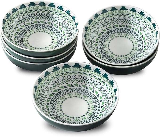 Set of 6 Deep Soy Sauce Dishes, 3.7 inch Ceramic Dipping Bowls 4 oz Small Dip Bowls Sauce cups for Condiment Sushi Bowls, Mini Bowl for Side Dish, Ketchup, Soy Appetizer Plates Tiny Bowls