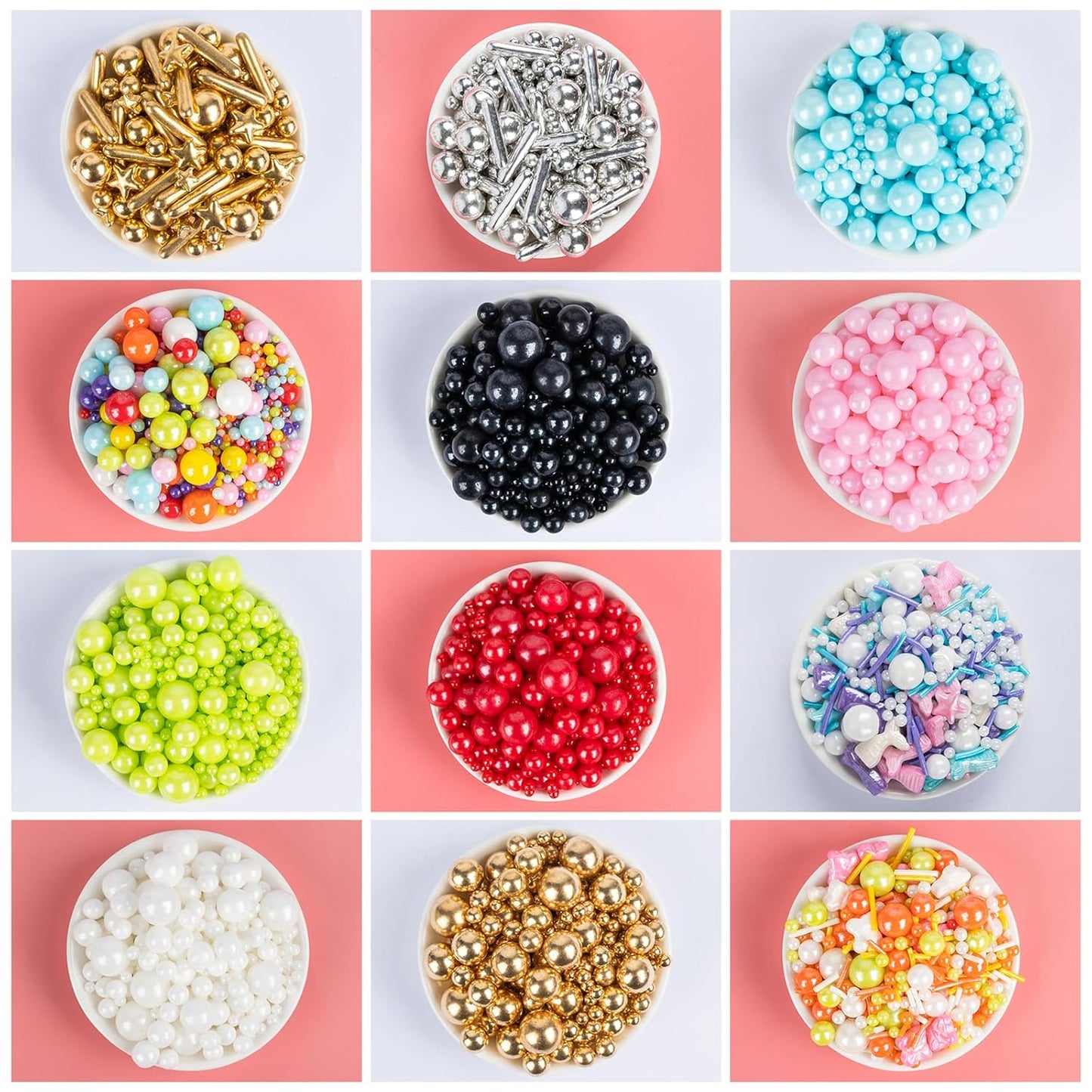 Silver Pearl Sugar Sprinkles,Edible Stars Rods Candy,Mix Size 130g/4.58oz,Baking Cake Decorations,Cupcake Toppers,Cookie Decorating Donuts Ice Cream,Birthday Wedding Party Valentines Christmas Supplies