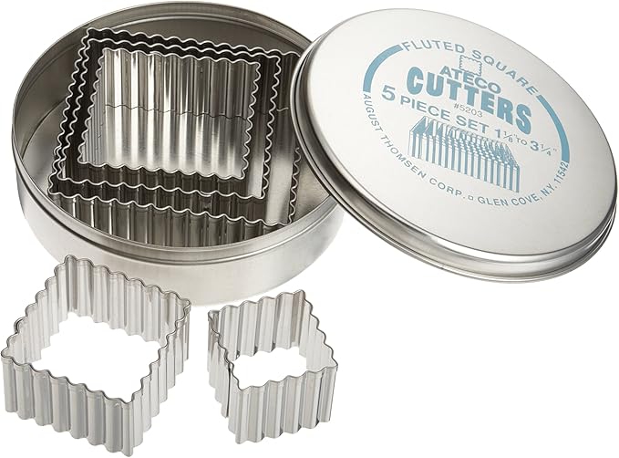 Ateco 5 pc Fluted Square Cutter Set