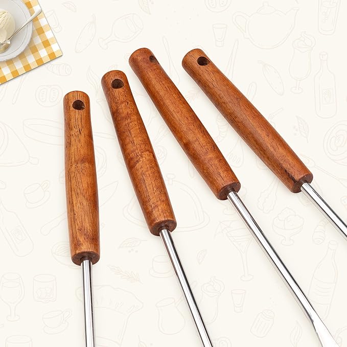 FJNATINH Stainless Steel Wok Tools Set,Wok Utensil - Wok Spatula,Turner,Ladle,Skimmer Tool Set,Mirror Polished Stainless Steel Cooking Utensils 14.6-15.2" Kitchen Utensils Cookware, Pack of 4