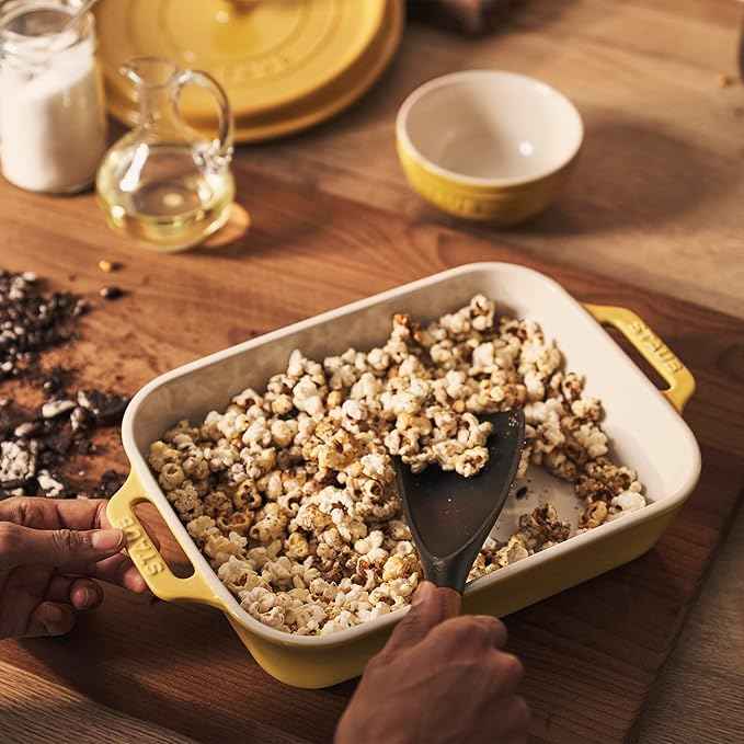 STAUB Ceramic Rectangular Baking Dish Set, Casserole Dish, 2-Piece, Citron
