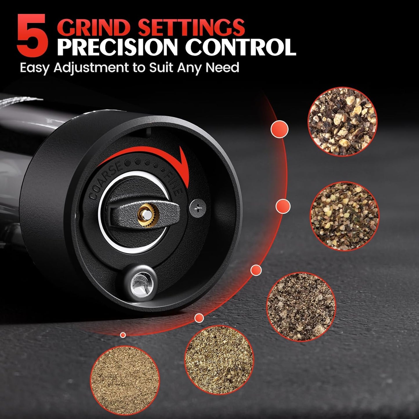 Electric Salt and Pepper Grinder Set Automatic Battery Pepper Mill Shakers Adjustable Coarseness Upgraded Larger Capacity with Led Home and Kitchen Appliances for New House Warming Gifts