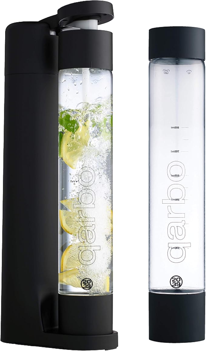 Twenty39 qarbo CLASSIC Sparkling Water Maker Machine - Soda Beverage Carbonator for Home, Seltzer & Carbonated Beverage Dispenser, Water Carbonation Fizz Maker (Matte Black)