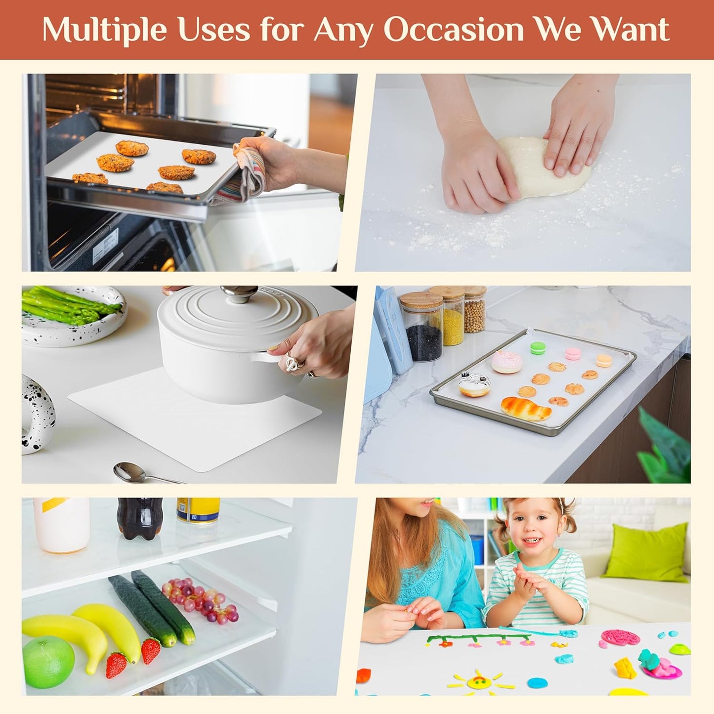 Silicone Baking Mat, 12 IN x 10 FT Free Cutting Baking Sheet,Non-Stick Reusable Dough & Pastry Mat,Non-Slip Silicone Mat Roll for Air Fryer Liner,Freeze Dryer,Oven Baking Pan,Kitchen Counter