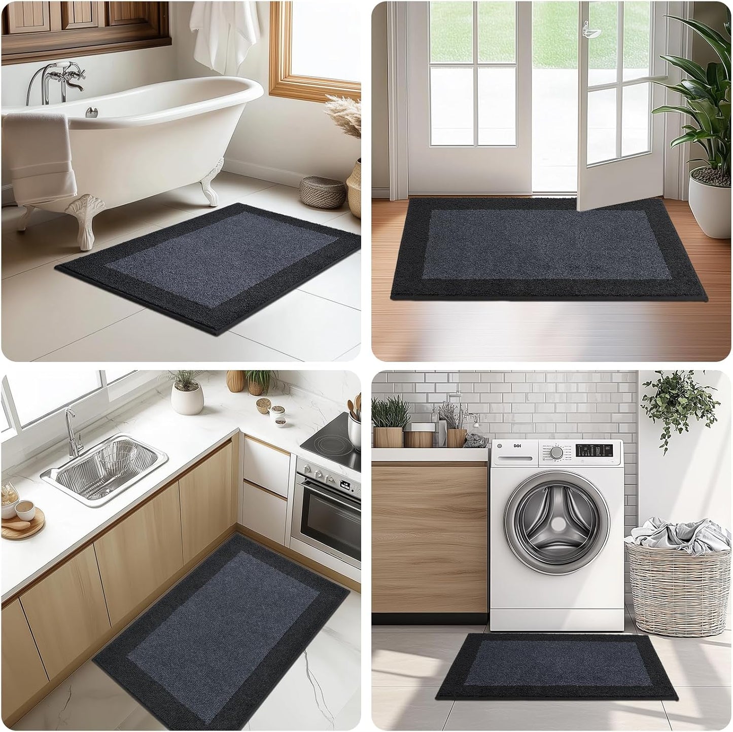 Machine Washable Runner Rug 32" x 120", Non Slip Kitchen Mat for Floor, Absorbent Entryway Rug for Kitchen, Bedroom, Living Room, Hallway, Door (Roll Packing)