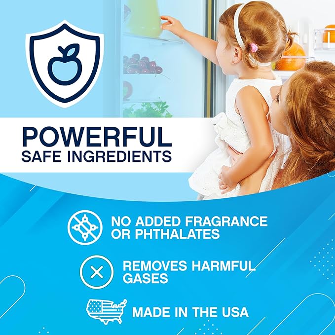 NonScents Refrigerator Deodorizer – Odor Eliminator for Fridge & Freezer – Outshines Baking Soda & Deodorizer with Activated Charcoal – Unscented & Long-Lasting, Freshen Refrigerator
