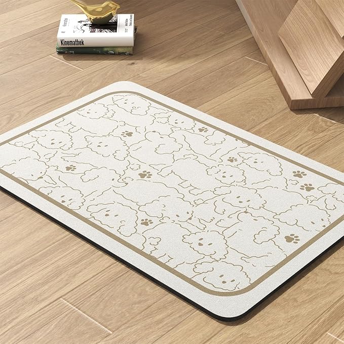 Pet Feeding Mat-Absorbent Dog Mat for Food and Water Bowl-No Stains Quick Dry Water Dispenser Mat-Dog Accessories Pet Supplies-Bowl for Messy Drinkers（FRAMEDOGS,12"x19"