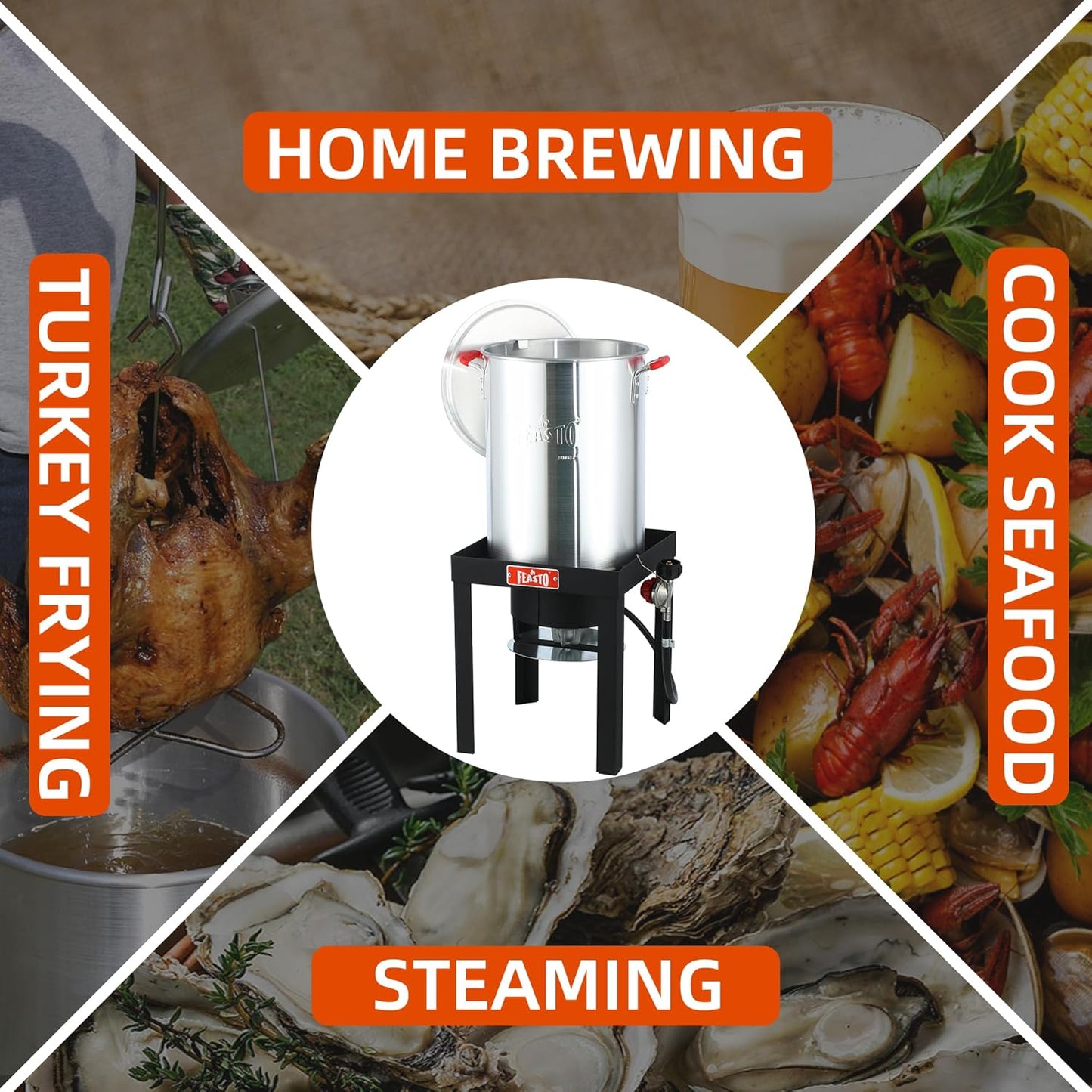 22701A 30QT Turkey & Fish Fryer Set for Outdoor Cooking, CSA Certified,Turkey Deep Fryer Pot with Basket for Thanksgiving Day, 50,000 BTU Propane Burner Outdoor Fryer