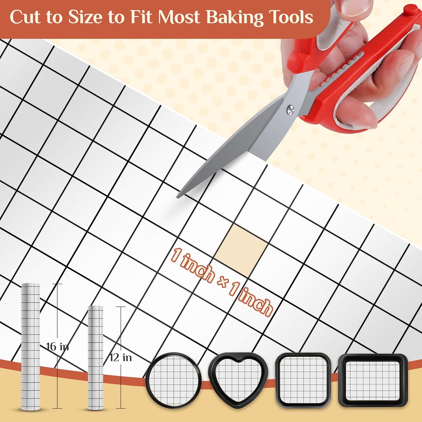 Silicone Baking Mat, 12 IN x 10 FT Free Cutting Baking Sheet,Non-Stick Reusable Dough & Pastry Mat,Non-Slip Silicone Mat Roll for Air Fryer Liner,Freeze Dryer,Oven Baking Pan,Kitchen Counter