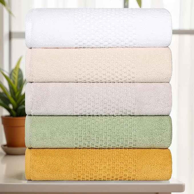 Superior Playa Zero Twist Cotton Medium Weight Small Towels, for Kitchen, Bathroom, Shower, Spa, Plush, Quick Dry, Ultra-Soft Essentials, Waffle Textured, Face Towels Washcloths, Set of 12, White